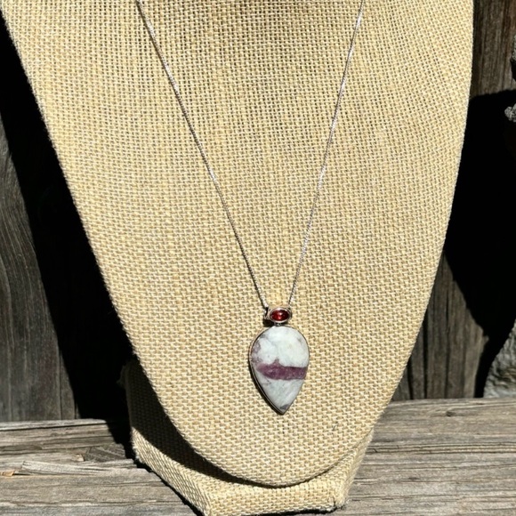 Pink Tourmaline in Quartz & Garnet Necklace